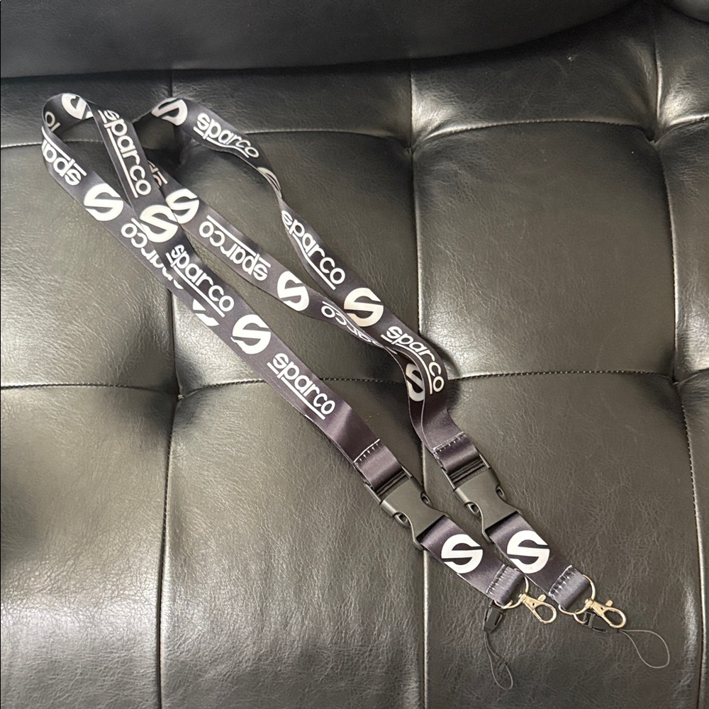 SPARCO Black Lanyard Keychain 2pack set